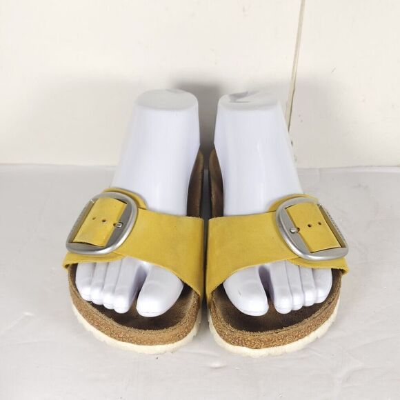 Birkenstock Women's Madrid Big Buckle EU 38 US 7 Yellow Nubuck Slide Sandals - Picture 4 of 16